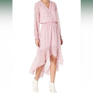 Long Sleeve Button Front High-Low Dress